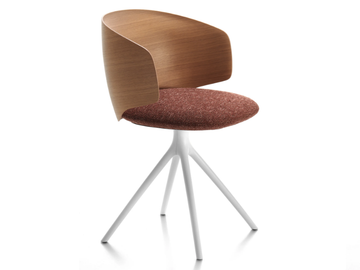 UNIVERSAL COLLECTION - Swivel trestle-based wooden chair with integrated cushion by MDF Italia - view 2